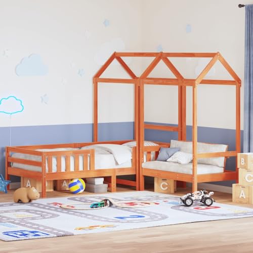 MOBCANT Massivholzbett und Bank mit Dach, Bettstütze Futonbett Einzelbett Bettsystem Geeignet für Wohnungen Schlafzimmer Hotel Gästezimmer Orange 75x190 cm Kiefernholz MOBCANT Massivholzbett und Bank mit Dach, Bettstütze Futonbett Einzelbett Bettsystem Geeignet für Wohnungen Schlafzimmer Hotel Gästezimmer Orange 75x190 cm Kiefernholz von MOBCANT