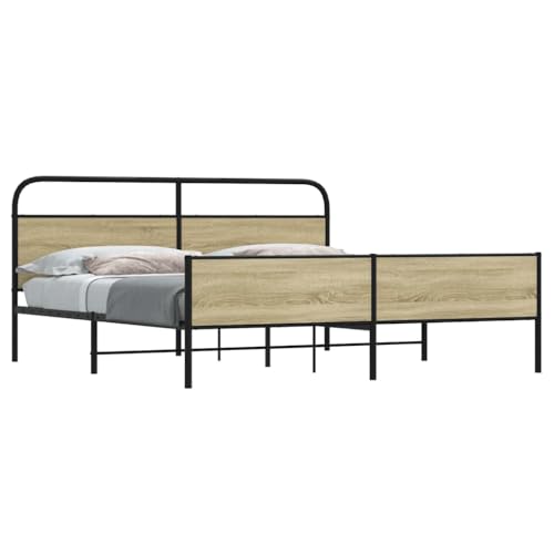 MOBCANT Metallbett ohne Matratze, Familienbett Polsterbett Doppelbett Hausbett Geeignet für Wohnungen Schlafzimmer Hotel Gästezimmer Sonoma-Eiche 193x203 cm MOBCANT Metallbett ohne Matratze, Familienbett Polsterbett Doppelbett Hausbett Geeignet für Wohnungen Schlafzimmer Hotel Gästezimmer Sonoma-Eiche 193x203 cm von MOBCANT