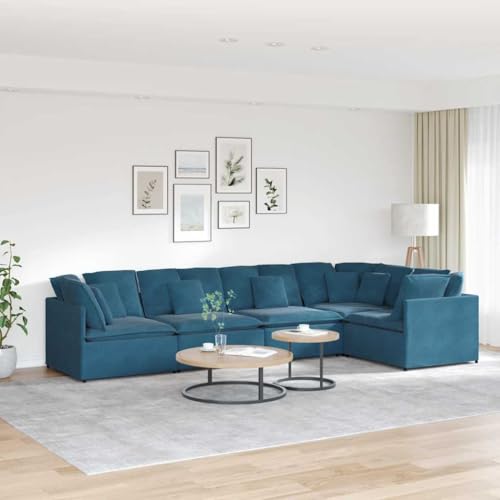 MOBCANT Modulares Sofa mit Kissen Samt Blau Sofagarnitur Couch Couchgarnitur Schlafcouch für Hotel Wohnung Schlafzimmer Wohnzimmer MOBCANT Modulares Sofa mit Kissen Samt Blau Sofagarnitur Couch Couchgarnitur Schlafcouch für Hotel Wohnung Schlafzimmer Wohnzimmer von MOBCANT