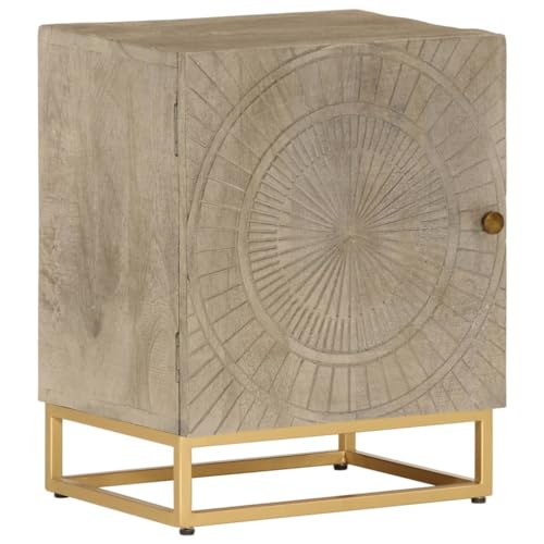 MOBCANT Nachttisch 40x30x50 cm Massivholz Mango und Eisen, Beistellschrank Vitrinenschrank Vorratsschrank Mehrzweckschrank Geeignet für Wohnheim Schule Schlafzimmer Hotel von MOBCANT