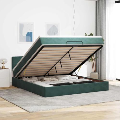MOBCANT Ottoman-Bett mit Matratze, Bett Bettsystem Bettrahmen Doppelbett Geeignet für Wohnungen Gästezimmer Schlafzimmer Schulen Dunkelgrün 180x200 cm Samt MOBCANT Ottoman-Bett mit Matratze, Bett Bettsystem Bettrahmen Doppelbett Geeignet für Wohnungen Gästezimmer Schlafzimmer Schulen Dunkelgrün 180x200 cm Samt von MOBCANT