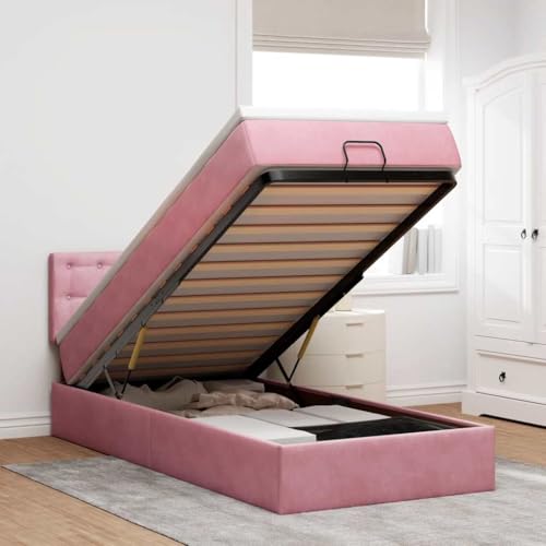 MOBCANT Ottoman-Bett mit Matratze, Betten Futonbett Bett Bettrahmen Geeignet für Schulen Schlafzimmer Gästezimmer Hotel Rosa 90x200 cm Samt MOBCANT Ottoman-Bett mit Matratze, Betten Futonbett Bett Bettrahmen Geeignet für Schulen Schlafzimmer Gästezimmer Hotel Rosa 90x200 cm Samt von MOBCANT