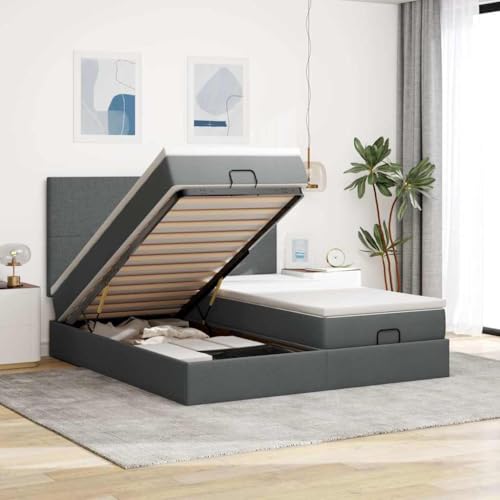 MOBCANT Ottoman-Bett mit Matratzen, Doppelbett Futonbett Bettrahmen Bettsystem Geeignet für Gästezimmer Schlafzimmer Schulen Wohnungen Dunkelgrau 200x200 cm Stoff MOBCANT Ottoman-Bett mit Matratzen, Doppelbett Futonbett Bettrahmen Bettsystem Geeignet für Gästezimmer Schlafzimmer Schulen Wohnungen Dunkelgrau 200x200 cm Stoff von MOBCANT
