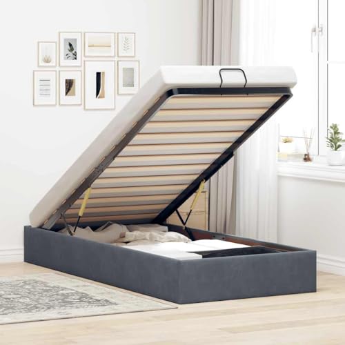 MOBCANT Ottoman-Bett ohne Matratze, Futonbett Tagesbett Bettstütze Polsterbett Geeignet für Gästezimmer Hotel Schlafzimmer Wohnungen Dunkelgrau 90x200 cm Samt MOBCANT Ottoman-Bett ohne Matratze, Futonbett Tagesbett Bettstütze Polsterbett Geeignet für Gästezimmer Hotel Schlafzimmer Wohnungen Dunkelgrau 90x200 cm Samt von MOBCANT