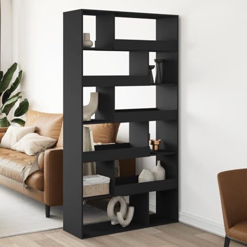 MOBCANT Raumteiler Schwarz 100x33x187,5 cm Holzwerkstoff, Bücherregal Kellerregal Badregal Regal Geeignet für Arbeitszimmer Büro Schlafzimmer Wohnzimmer von MOBCANT