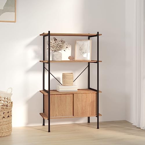MOBCANT Regal mit 4 Böden und Schrank 80x40x130 cm Stahl Holzwerkstoff, Badregal Bücherregal Lagerregal kellerregal Geeignet für Wohnzimmer Wohnung Büro Schlafzimmer von MOBCANT