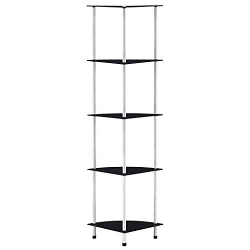 MOBCANT Regal mit 5 Ablagen Schwarz 30x30x130 cm Hartglas, kellerregal Lagerregal Bücherregal Badregal Geeignet für Büro Arbeitszimmer Wohnzimmer Schlafzimmer MOBCANT Regal mit 5 Ablagen Schwarz 30x30x130 cm Hartglas, kellerregal Lagerregal Bücherregal Badregal Geeignet für Büro Arbeitszimmer Wohnzimmer Schlafzimmer von MOBCANT