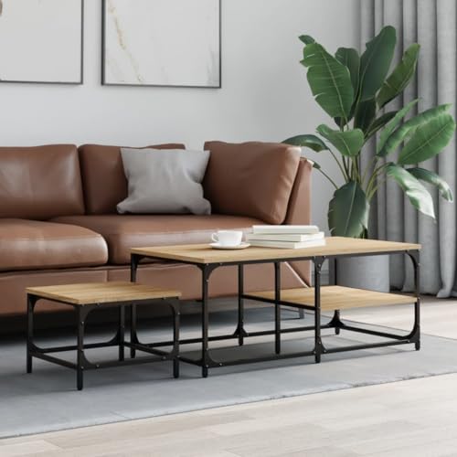 MOBCANT Satztische 2 STK, Teetisch Betttisch Side Table Wohnzimmertisch Geeignet für Wohnung Teehaus Büro Hotel Sonoma-Eiche Holzwerkstoff MOBCANT Satztische 2 STK, Teetisch Betttisch Side Table Wohnzimmertisch Geeignet für Wohnung Teehaus Büro Hotel Sonoma-Eiche Holzwerkstoff von MOBCANT
