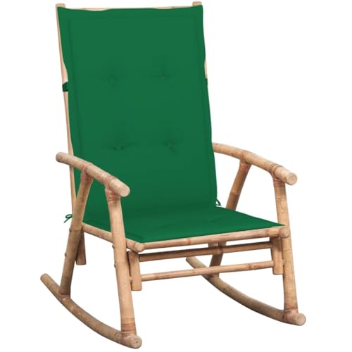 MOBCANT Schaukelstuhl mit Auflagen, Balkonmöbel Balkonstühle Relaxstühle Terrassenstühle Geeignet für Balkon Rasen Terrasse Patio Bambus von MOBCANT
