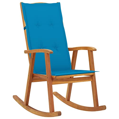 MOBCANT Schaukelstuhl mit Auflagen, Barstühle Gartenstühle Balkonstühle Loungestuhl Geeignet für Terrasse Balkon Patio Rasen Massivholz Akazie von MOBCANT