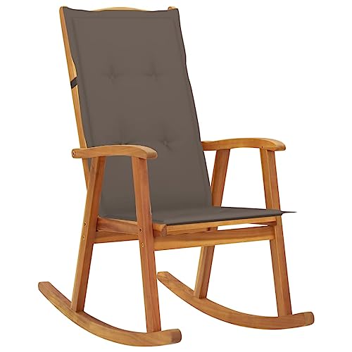 MOBCANT Schaukelstuhl mit Auflagen, Loungestuhl Barstühle Essstühle Balkonstühle Geeignet für Balkon Garten Terrasse Patio Massivholz Akazie von MOBCANT