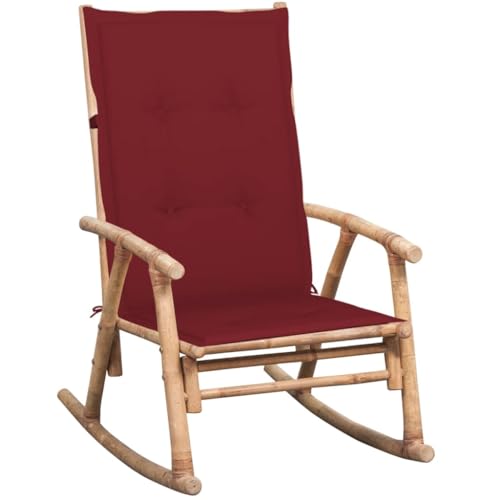 MOBCANT Schaukelstuhl mit Kissen, Balkonmöbel Bistrostühle Loungestuhl Terrassenstühle Geeignet für Terrasse Business Exhibition Garten Balkon Bambus von MOBCANT