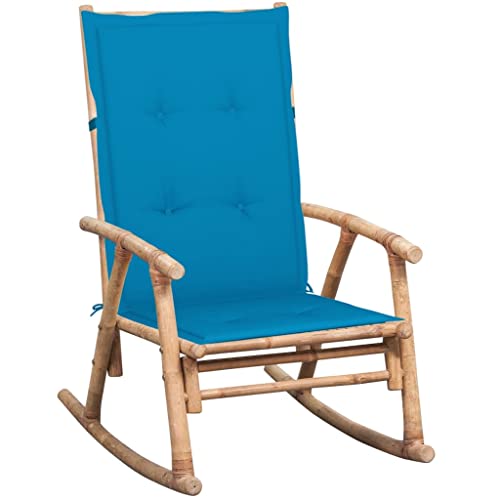 MOBCANT Schaukelstuhl mit Kissen, Balkonmöbel Gartenstühle Barstühle Relaxstühle Geeignet für Terrasse Patio Garten Business Exhibition Bambus von MOBCANT