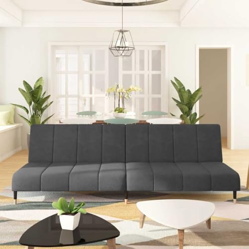 MOBCANT Schlafsofa 2-Sitzer Dunkelgrau Samt Schlafsofa Couch Polstergarnitur Schlafcouch für Schlafzimmer Büro Wohnzimmer Hotel von MOBCANT