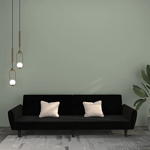 MOBCANT Schlafsofa 2-Sitzer Schwarz Samt Schlafsofa Couchgarnitur Modulares Sofa Polstergarnitur für Hotel Schlafzimmer Büro Wohnung MOBCANT Schlafsofa 2-Sitzer Schwarz Samt Schlafsofa Couchgarnitur Modulares Sofa Polstergarnitur für Hotel Schlafzimmer Büro Wohnung von MOBCANT