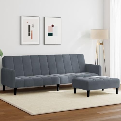 MOBCANT Schlafsofa 2-Sitzer mit Fußhocker Dunkelgrau Samt Sofabezug Couch Modulares Sofa Schlafsofa für Hotel Empfangsraum Büro Schlafzimmer MOBCANT Schlafsofa 2-Sitzer mit Fußhocker Dunkelgrau Samt Sofabezug Couch Modulares Sofa Schlafsofa für Hotel Empfangsraum Büro Schlafzimmer von MOBCANT