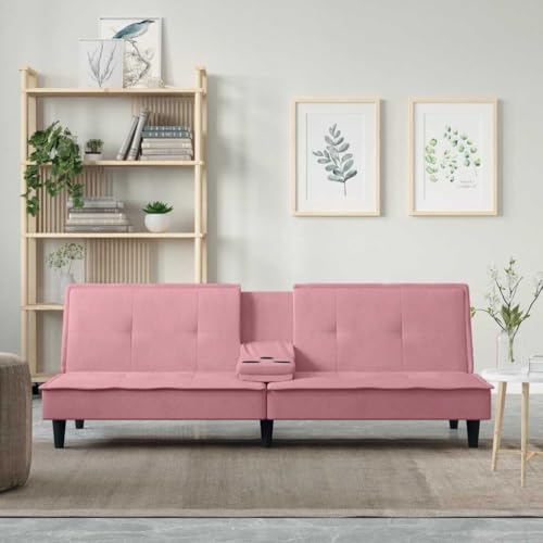 MOBCANT Schlafsofa mit Getränkehaltern Rosa Samt Wohnlandschaft Couch Couchgarnitur Sofabezug für Schlafzimmer Wohnung Büro Wohnzimmer MOBCANT Schlafsofa mit Getränkehaltern Rosa Samt Wohnlandschaft Couch Couchgarnitur Sofabezug für Schlafzimmer Wohnung Büro Wohnzimmer von MOBCANT