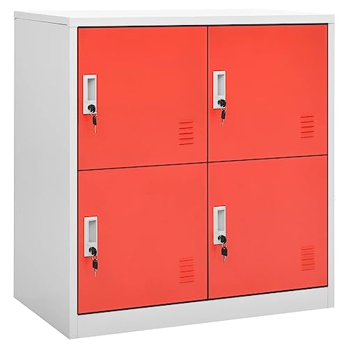MOBCANT Schließfachschrank Hellgrau und Rot 90x45x92,5 cm Stahl, Stahlschrank Blechschrank Beistellschrank Vorratsschrank Geeignet für Wohnzimmer Schule Flur Büro MOBCANT Schließfachschrank Hellgrau und Rot 90x45x92,5 cm Stahl, Stahlschrank Blechschrank Beistellschrank Vorratsschrank Geeignet für Wohnzimmer Schule Flur Büro von MOBCANT