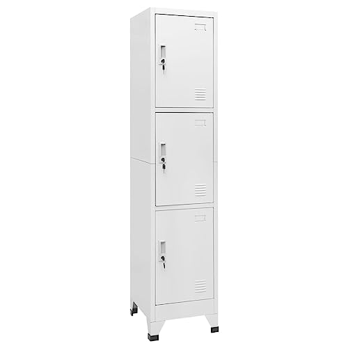 MOBCANT Schließfachschrank mit 3 Fächern 38x45x180 cm, Abschließbarer Schrank Metallschrank Stahlschrank Vorratsschrank Geeignet für Arbeitszimmer Wohnzimmer Wohnheim Büro von MOBCANT