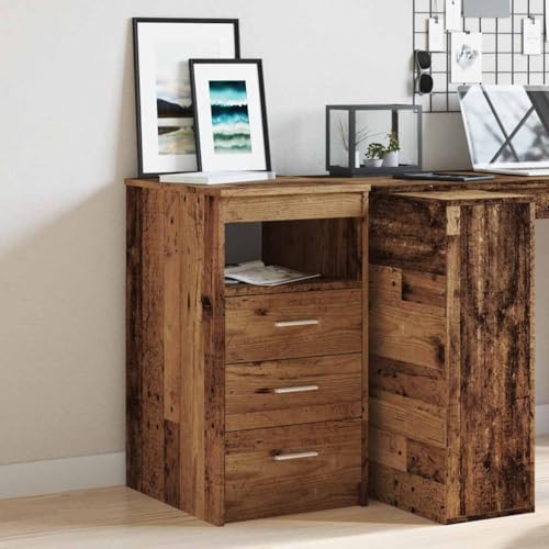 MOBCANT Schubladenschrank Altholz-Optik 40x50x76 cm Holzwerkstoff, Schränkchen Vitrinenschrank Vorratsschrank Sideboards Geeignet für Wohnheim Büro Wohnzimmer Flur von MOBCANT