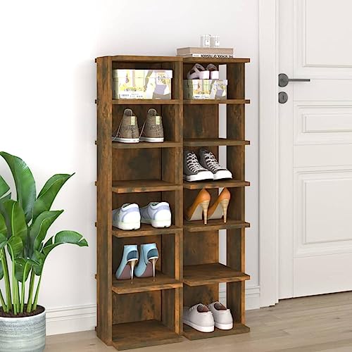 MOBCANT Schuhregale 2 STK. Räuchereiche 27,5x27x102 cm Holzwerkstoff, Flurschrank Shoe Cabinet Schuhkommode Shoe Rack Geeignet für Flur Wohnzimmer Hotel Wohnheim MOBCANT Schuhregale 2 STK. Räuchereiche 27,5x27x102 cm Holzwerkstoff, Flurschrank Shoe Cabinet Schuhkommode Shoe Rack Geeignet für Flur Wohnzimmer Hotel Wohnheim von MOBCANT