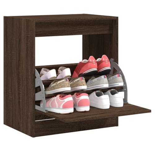 MOBCANT Schuhschrank Braun Eichen-Optik 60x42x69 cm Holzwerkstoff, Schuhorganizer Shoe Cabinet Shoe Rack Schuhregal Geeignet für Schlafzimmer Flur Garderobe Wohnzimmer von MOBCANT