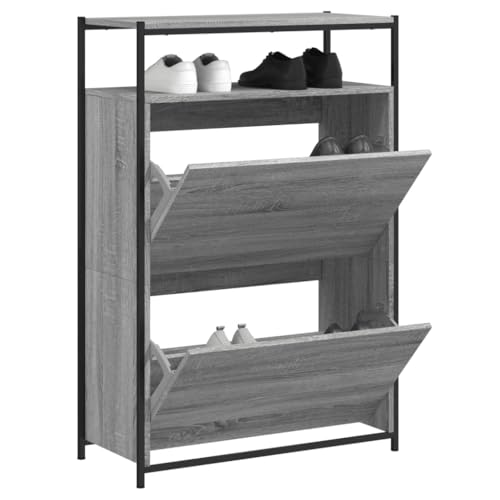 MOBCANT Schuhschrank Grau Sonoma 75x34x112 cm Holzwerkstoff, Schuhorganizer Schuhaufbewahrung Shoe Rack Schuhkommode Geeignet für Wohnheim Hotel Wohnzimmer Schlafzimmer MOBCANT Schuhschrank Grau Sonoma 75x34x112 cm Holzwerkstoff, Schuhorganizer Schuhaufbewahrung Shoe Rack Schuhkommode Geeignet für Wohnheim Hotel Wohnzimmer Schlafzimmer von MOBCANT