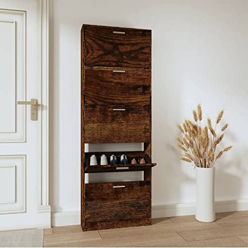 MOBCANT Schuhschrank Räuchereiche 59x17x169 cm Holzwerkstoff, Shoe Rack Shoe Cabinet Schuhständer Schuhaufbewahrung Geeignet für Wohnzimmer Schlafzimmer Garderobe Wohnheim MOBCANT Schuhschrank Räuchereiche 59x17x169 cm Holzwerkstoff, Shoe Rack Shoe Cabinet Schuhständer Schuhaufbewahrung Geeignet für Wohnzimmer Schlafzimmer Garderobe Wohnheim von MOBCANT