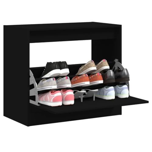 MOBCANT Schuhschrank Schwarz 80x42x69 cm Holzwerkstoff, Flurschrank Schuhständer Shoe Rack Schuhkommode Geeignet für Schlafzimmer Wohnzimmer Wohnheim Flur MOBCANT Schuhschrank Schwarz 80x42x69 cm Holzwerkstoff, Flurschrank Schuhständer Shoe Rack Schuhkommode Geeignet für Schlafzimmer Wohnzimmer Wohnheim Flur von MOBCANT