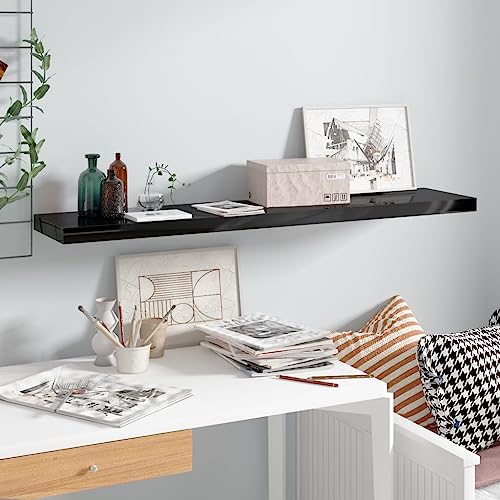 MOBCANT Schweberegal Hochglanz-Schwarz 120x23,5x3,8 cm MDF, Regal Bilderleiste Schwebendes Regal Floating Shelves Verwendbar für Waschküche Arbeitszimmer Badezimmer Wohnzimmer von MOBCANT