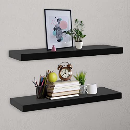 MOBCANT Schweberegale 2 STK. Schwarz 100x20x3,8 cm, Bilderleiste Schwebendes Regal Floating Shelves Hängeregal Verwendbar für Waschküche Arbeitszimmer Badezimmer Wohnzimmer von MOBCANT