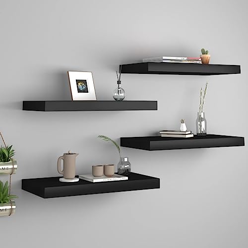 MOBCANT Schweberegale 4 STK. Schwarz 50x23x3,8 cm MDF, Bücherregal Wand Floating Shelves Hängeregal Regal Verwendbar für Schlafzimmer Badezimmer Waschküche Wohnzimmer MOBCANT Schweberegale 4 STK. Schwarz 50x23x3,8 cm MDF, Bücherregal Wand Floating Shelves Hängeregal Regal Verwendbar für Schlafzimmer Badezimmer Waschküche Wohnzimmer von MOBCANT