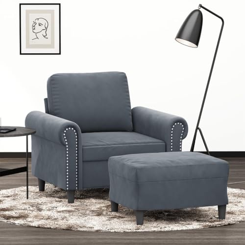 MOBCANT Sessel mit Hocker Dunkelgrau 60 cm Samt Sofabezug Couch Modulares Sofa Schlafsofa für Schlafzimmer Wohnung Hotel Büro von MOBCANT