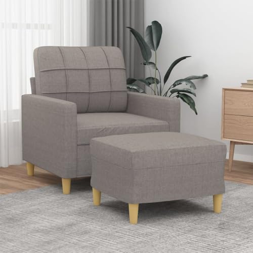 MOBCANT Sessel mit Hocker Taupe 60 cm Stoff Sofabezug Couch Schlafcouch Schlafsofa für Wohnung Wohnzimmer Büro Empfangsraum von MOBCANT