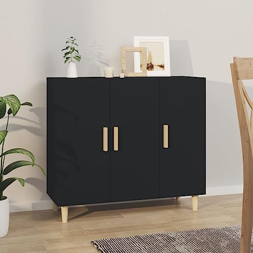 MOBCANT Sideboard, Apothekerschrank Mehrzweckschrank Vorratsschrank Küchenbuffet Geeignet für Küche Wohnbereich Korridor Foyer Schwarz 90x34x80 cm Holzwerkstoff MOBCANT Sideboard, Apothekerschrank Mehrzweckschrank Vorratsschrank Küchenbuffet Geeignet für Küche Wohnbereich Korridor Foyer Schwarz 90x34x80 cm Holzwerkstoff von MOBCANT