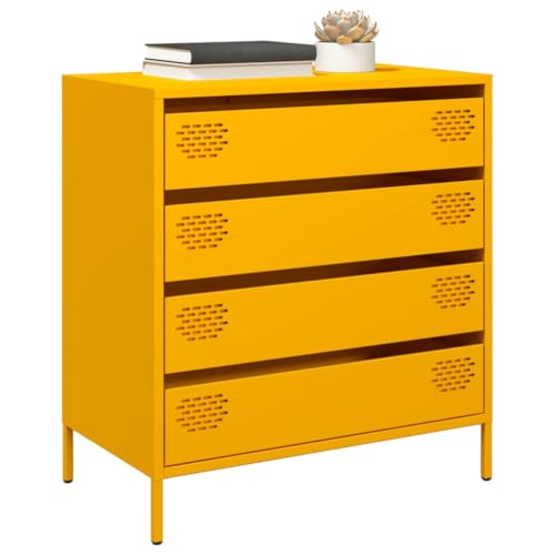 MOBCANT Sideboard, Arbeitsplatte Apothekerschrank Buffetschrank Barschrank Geeignet für Schlafzimmer Foyer Wohnbereich Korridor Senfgelb 68x39x73,5 cm Kaltgewalzter Stahl von MOBCANT
