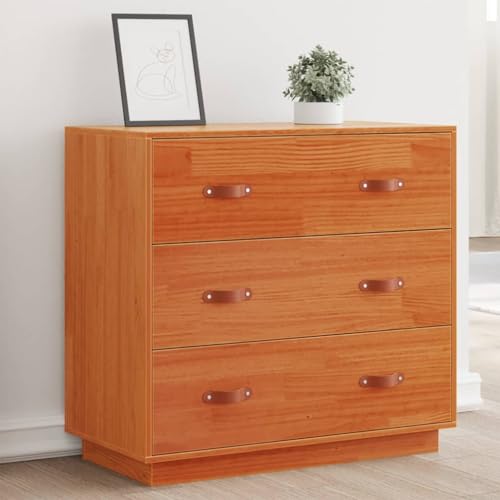 MOBCANT Sideboard, Aufbewahrungsschrank Buffetschrank Anrichte Arbeitsplatte Geeignet für Schlafzimmer Wohnbereich Küche Foyer Wachsbraun 80x40x75 cm Massivholz Kiefer von MOBCANT