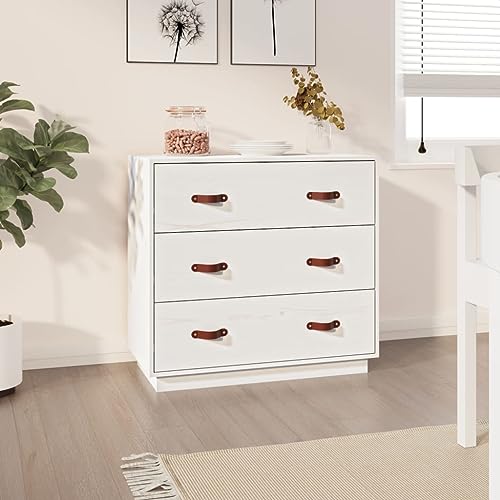 MOBCANT Sideboard, Barschrank Anrichte Buffetschrank Schränke Geeignet für Wohnbereich Schlafzimmer Foyer Korridor Weiß 80x40x75 cm Massivholz Kiefer von MOBCANT