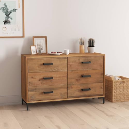 MOBCANT Sideboard, Kabinettmöbel Anrichte Vitrinenschrank Vorratsschrank Geeignet für Wohnbereich Korridor Schlafzimmer Foyer Braun 110x35x70 cm Massivholz Kiefer von MOBCANT