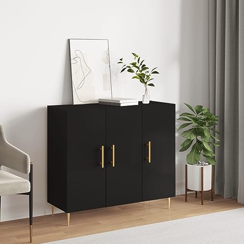 MOBCANT Sideboard, Küchenunterschränke Buffetschrank Storage Cabinet Arbeitsplatte Geeignet für Wohnbereich Schlafzimmer Korridor Küche Schwarz 90x34x80 cm Holzwerkstoff MOBCANT Sideboard, Küchenunterschränke Buffetschrank Storage Cabinet Arbeitsplatte Geeignet für Wohnbereich Schlafzimmer Korridor Küche Schwarz 90x34x80 cm Holzwerkstoff von MOBCANT