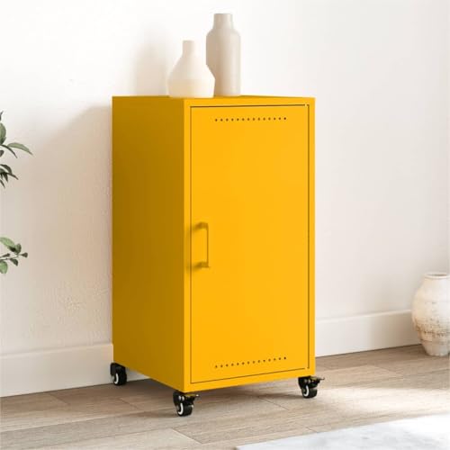 MOBCANT Sideboard, Storage Cabinet Küchenbuffet Vorratsschrank Arbeitsplatte Geeignet für Wohnbereich Korridor Küche Foyer Senfgelb 36x39x72 cm Stahl von MOBCANT