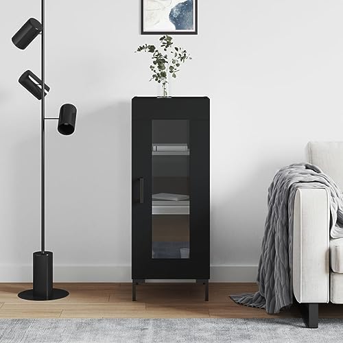 MOBCANT Sideboard, Storage Cabinet Mehrzweckschrank Apothekerschrank Vorratsschrank Geeignet für Schlafzimmer Küche Korridor Foyer Schwarz 34,5x34x90 cm Holzwerkstoff von MOBCANT