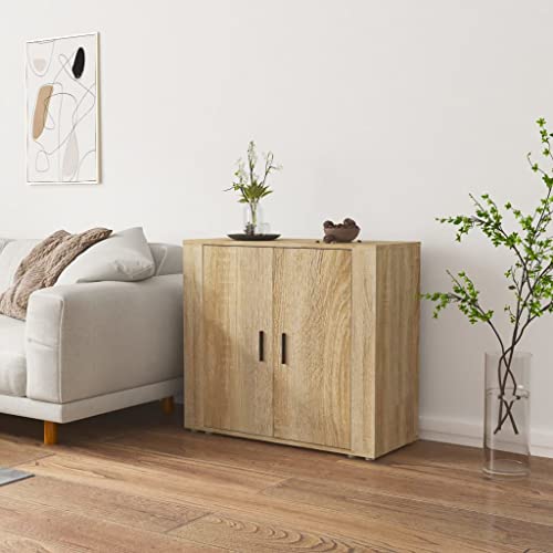 MOBCANT Sideboard, Vitrinenschrank Küchenbuffet Buffetschrank Kabinettmöbel Geeignet für Korridor Schlafzimmer Wohnbereich Foyer Sonoma-Eiche 80x33x70 cm Holzwerkstoff von MOBCANT