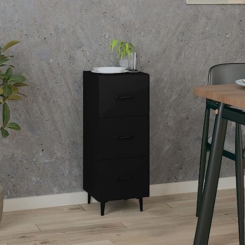 MOBCANT Sideboard, Vorratsschrank Geschirrschrank Kleiderschrank Vitrinenschrank Geeignet für Wohnbereich Foyer Küche Schlafzimmer Schwarz 34,5x34x90 cm Holzwerkstoff von MOBCANT