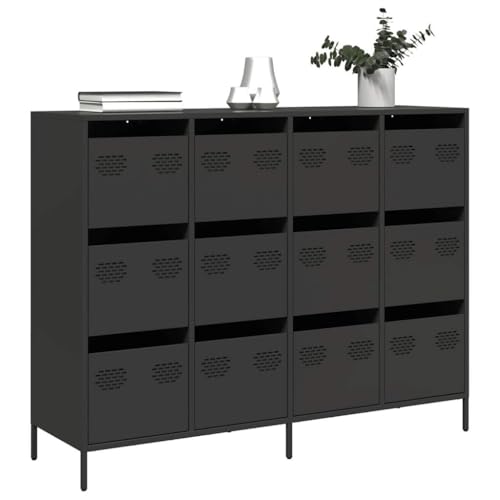 MOBCANT Sideboard, Vorratsschrank Kaffeebar Anrichte Schränke Geeignet für Foyer Küche Wohnbereich Korridor Schwarz 135x39x103,5 cm Kaltgewalzter Stahl von MOBCANT