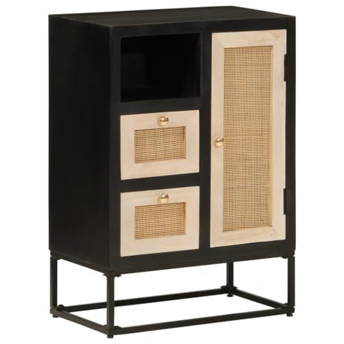 MOBCANT Sideboard Schwarz 55x30x76 cm Massivholz Mango und Eisen, Vorratsschrank Beistellschrank Büroschrank Buffetschrank Geeignet für Schule Wohnzimmer Schlafzimmer Wohnheim von MOBCANT
