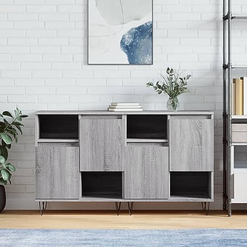 MOBCANT Sideboards 2 STK, Geschirrschrank Vitrinenschrank Kabinettmöbel Vorratsschrank Geeignet für Wohnbereich Foyer Schlafzimmer Korridor Grau Sonoma Holzwerkstoff von MOBCANT