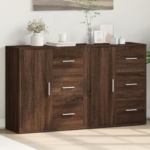 MOBCANT Sideboards 2 STK, TV-Schrank Vorratsschrank Kabinettmöbel Buffetschrank Geeignet für Küche Foyer Schlafzimmer Korridor Braun Eichen-Optik 60x31x70 cm Holzwerkstoff von MOBCANT