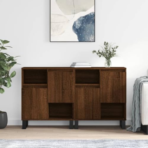MOBCANT Sideboards 2 STK, Vorratsschrank Barschrank Storage Cabinet Vitrinenschrank Geeignet für Wohnbereich Korridor Foyer Schlafzimmer Braun Eichen-Optik Holzwerkstoff von MOBCANT