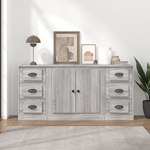 MOBCANT Sideboards 3 STK, Schuhschrank Vitrinenschrank Anrichte Küchenbuffet Geeignet für Wohnbereich Foyer Korridor Schlafzimmer Grau Sonoma Holzwerkstoff von MOBCANT